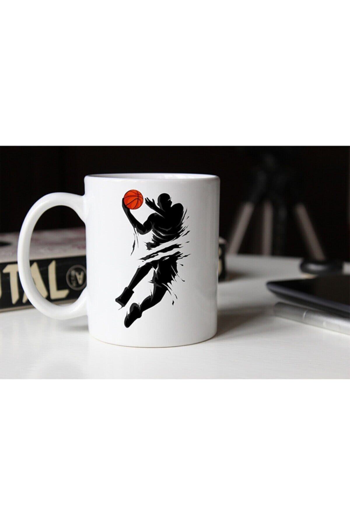 Basketbolcu Temalı Beyaz Porselen Kupa-02 Tfspr-11