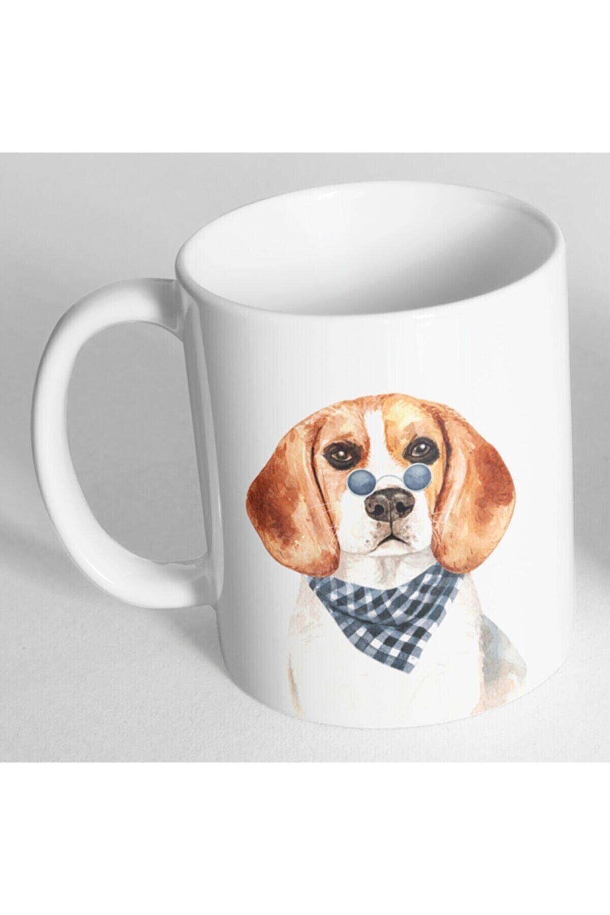 Beagle Gözlüklü Baskılı Kupa Bardak