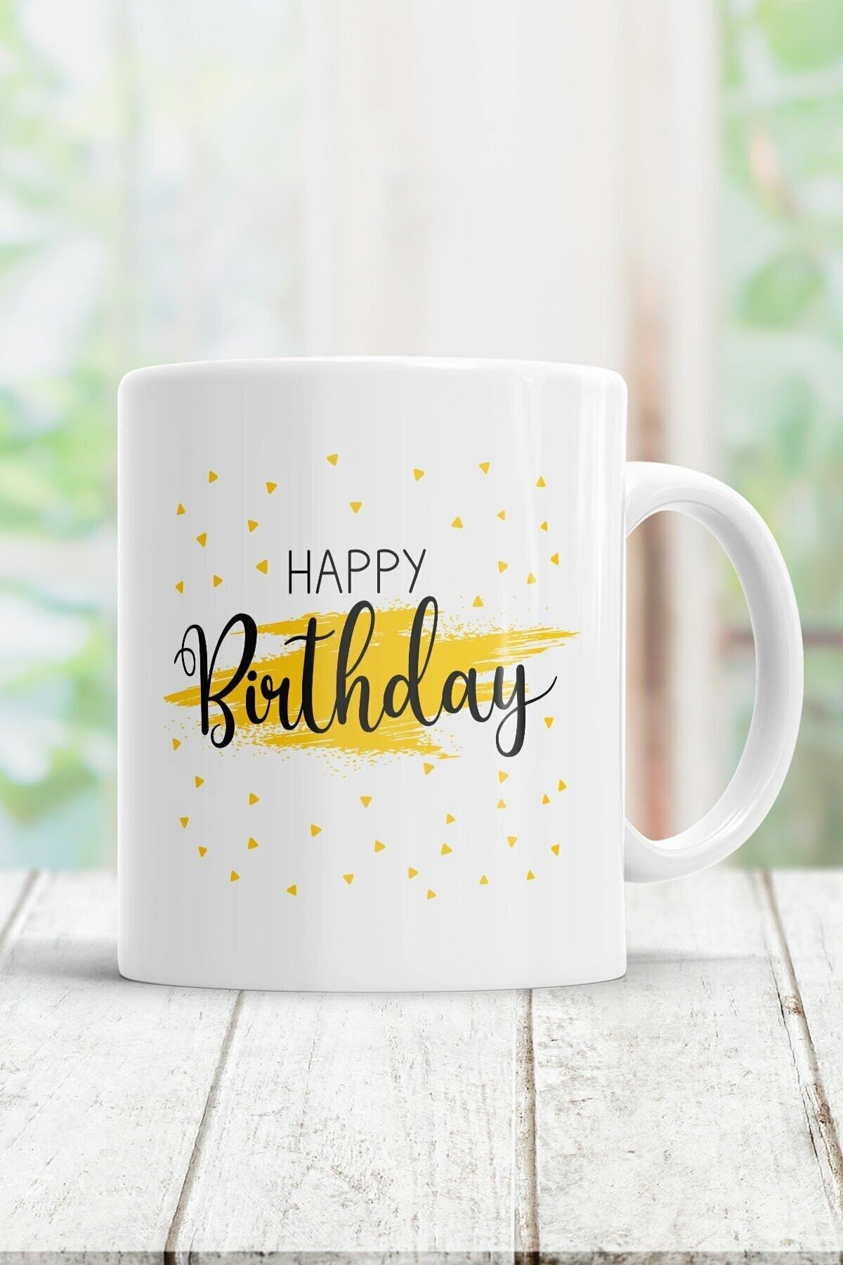 Beyaz Happy Birthday Kupa Bardak