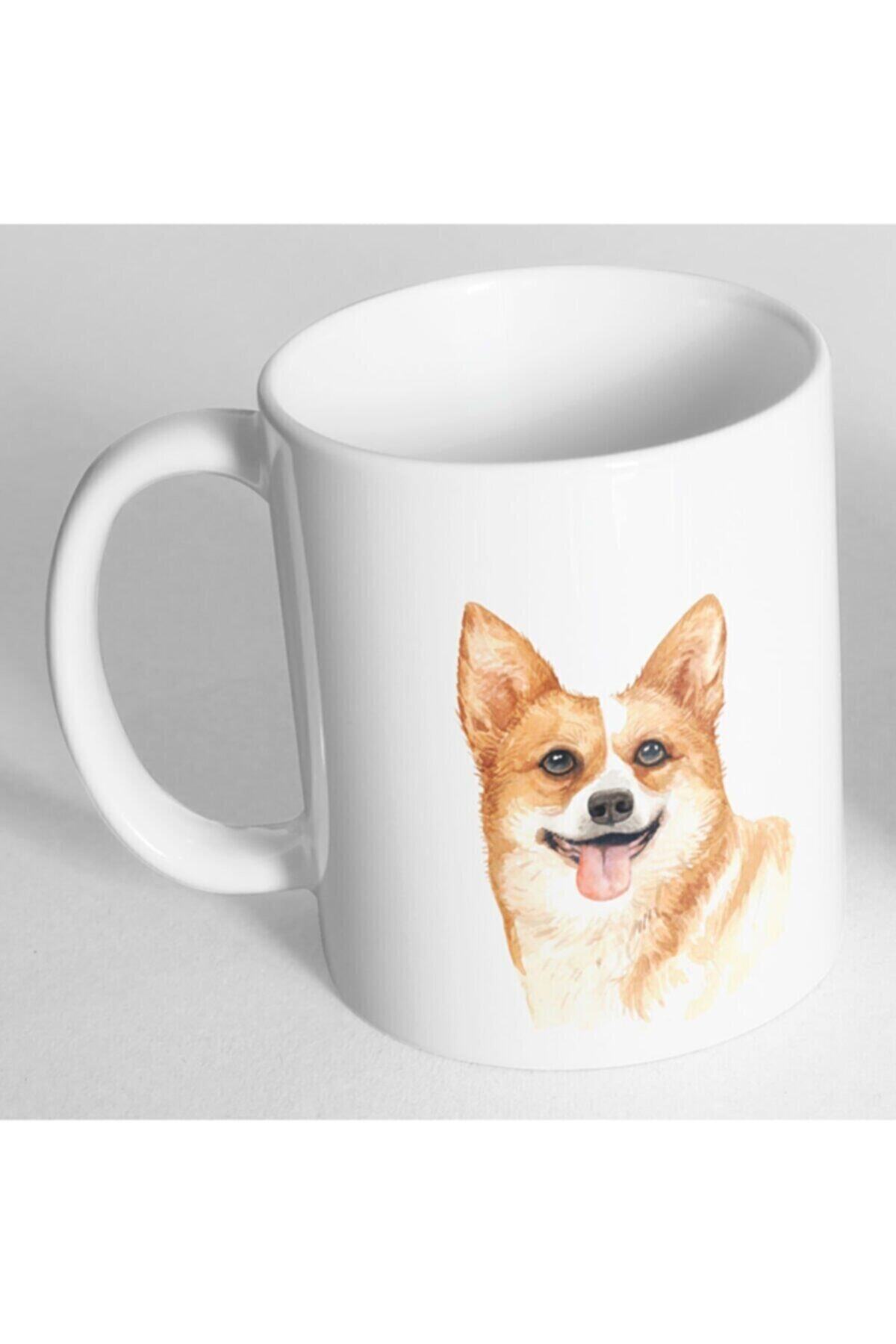 Beyaz Sevimli Köpek Resim Baskılı Kupa Bardak