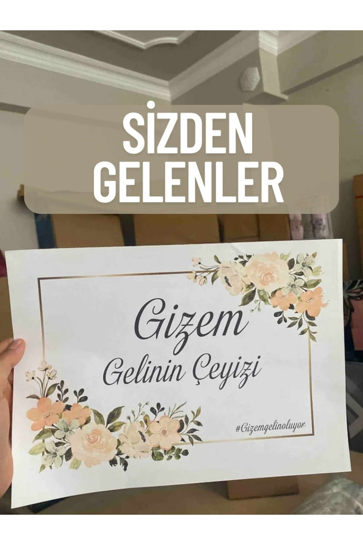 Çeyiz Kutusu İçin Şık Çiçekli Etiket Seti - 20'li - Görsel 5