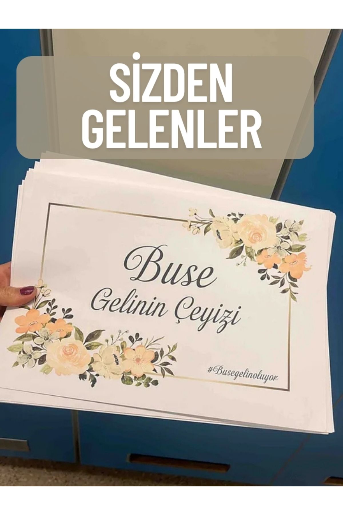Çeyiz Kutusu İçin Şık Çiçekli Etiket Seti - 20'li - Görsel 6
