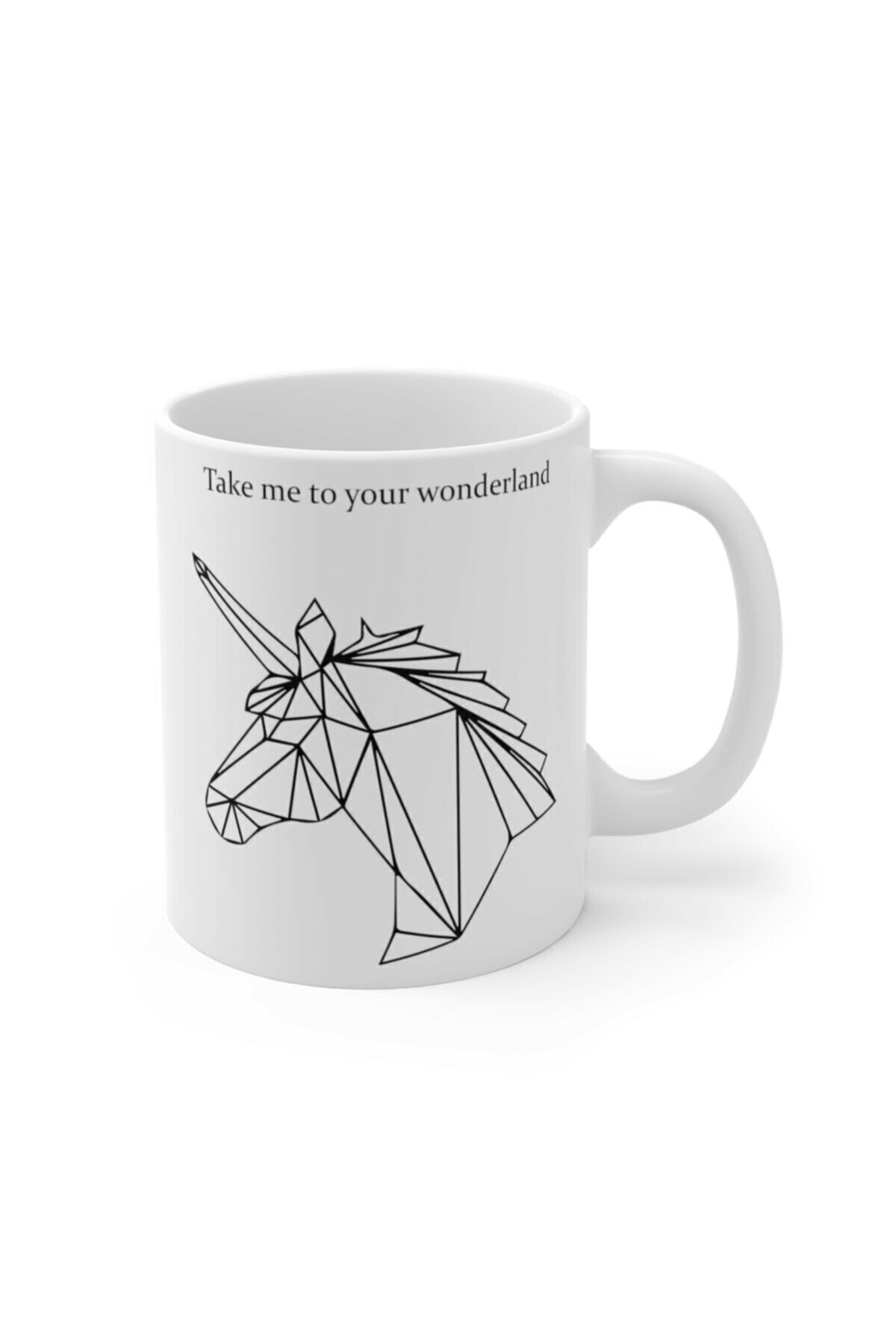 Geometrik Unicorn Baskılı Kupa Bardak