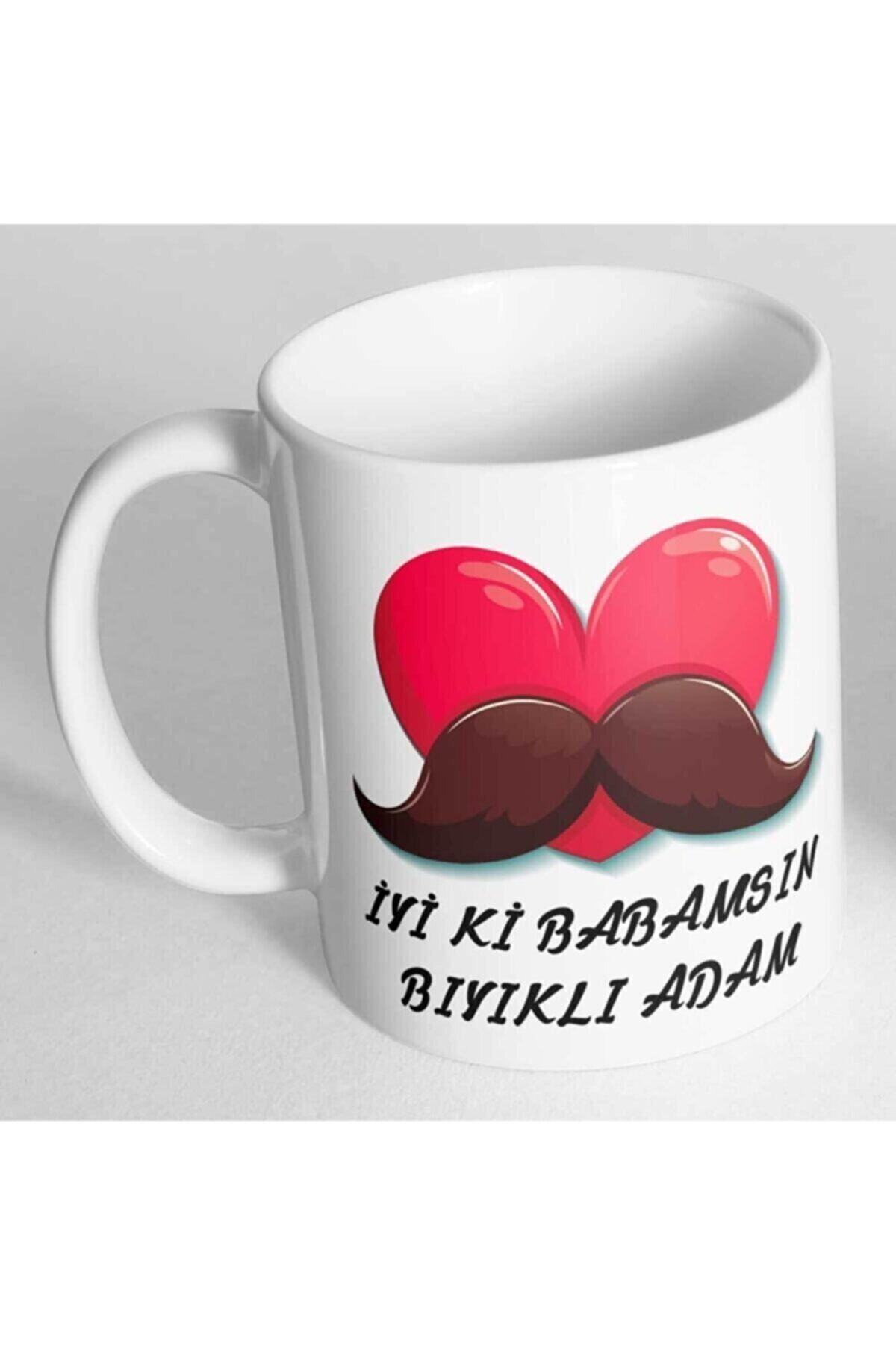 Iyi Ki Babamsın Bıyıklı Adam Baskılı Kupa Bardak