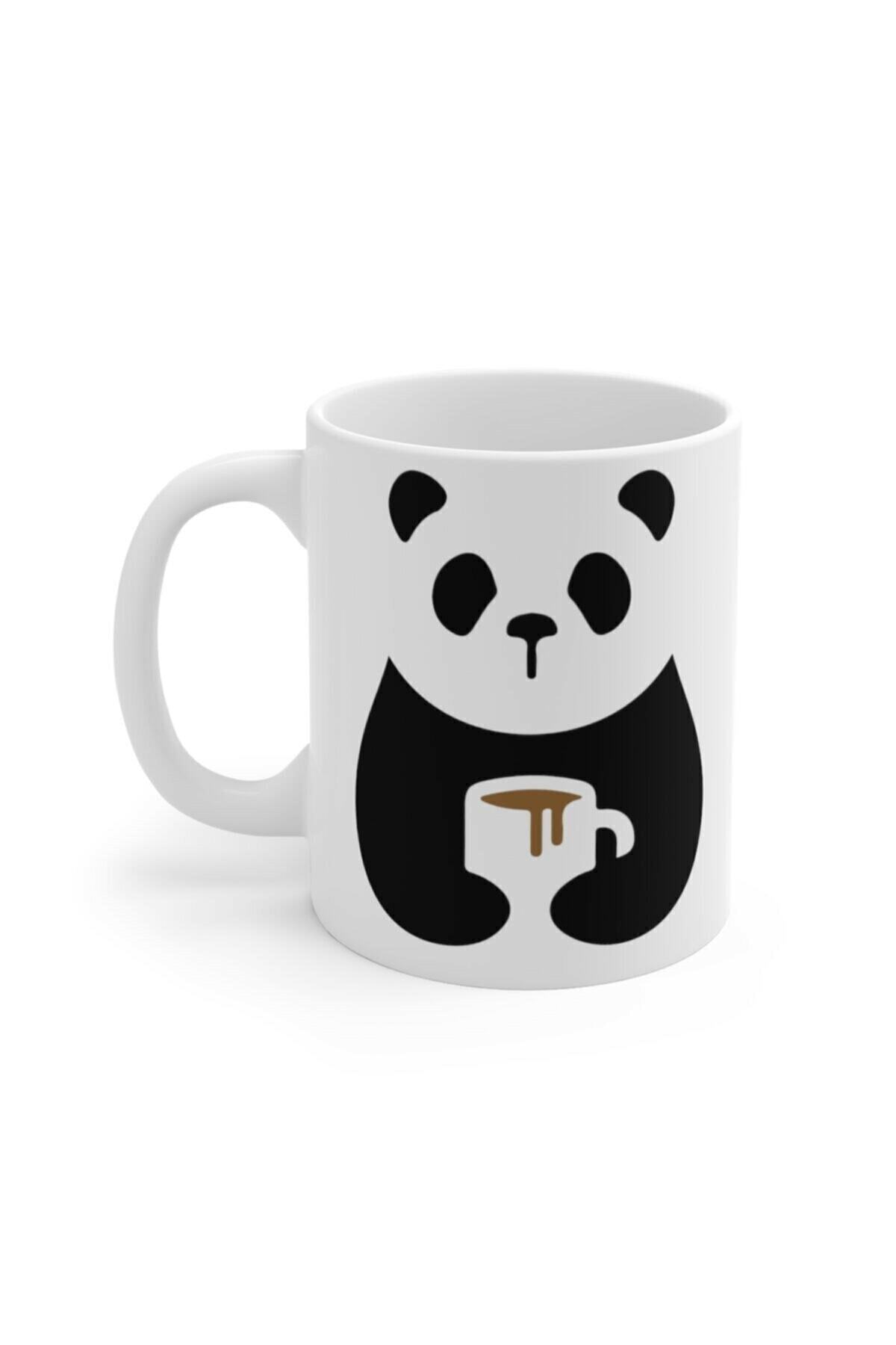 Kahve Içen Panda Baskılı Kupa Bardak