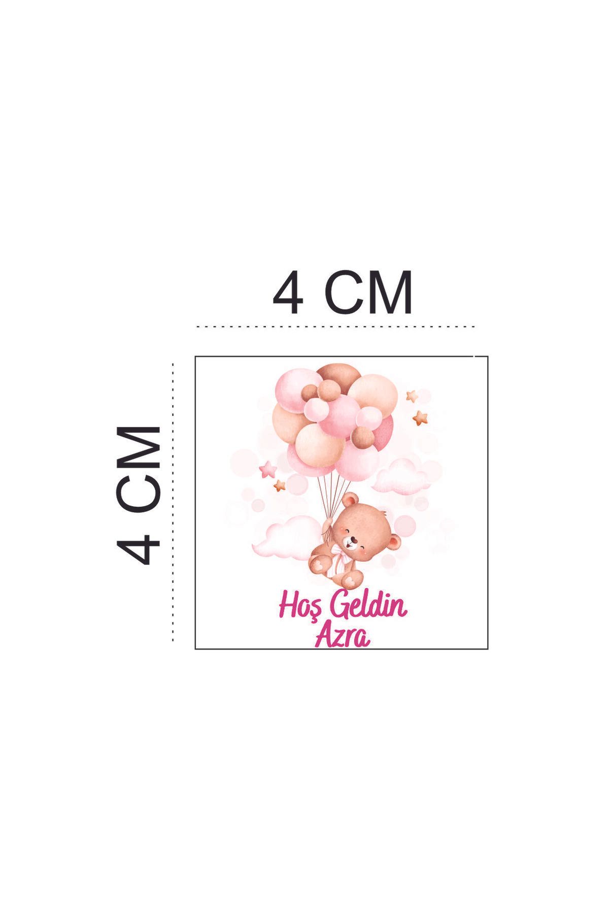 Kişiye Özel 50 Adet 4x4 Doğum Günü & Baby Shower Madlen Çikolata Sticker Etiketi - Görsel 1