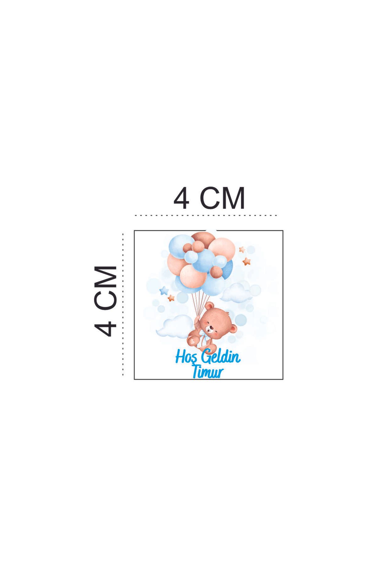Kişiye Özel 50 Adet 4x4 Doğum Günü & Baby Shower Madlen Çikolata Sticker Etiketi - Görsel 2
