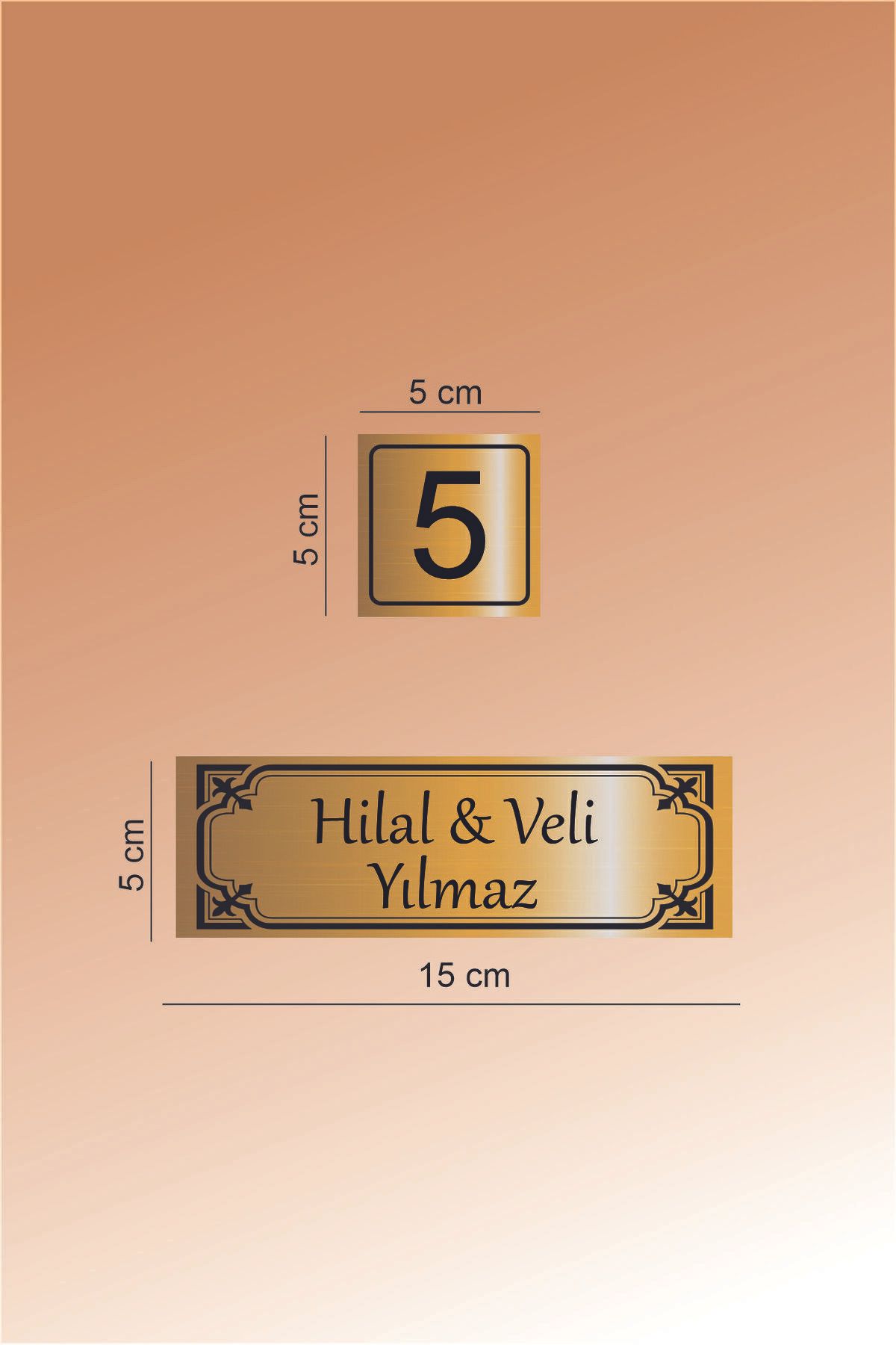 Metal Kapı isimliği ve Numarası - Altın ve Gümüş Renk Seçenekli (15x5 cm & 5x5 cm) - Görsel 4
