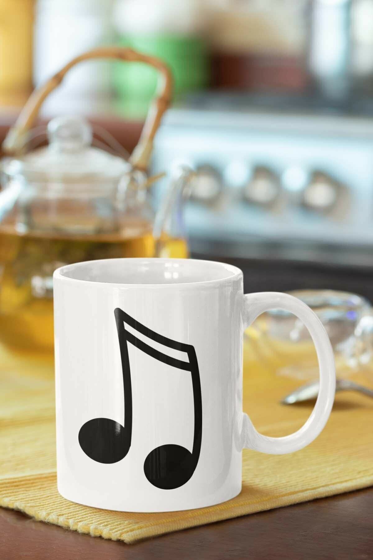 Müzik Notası Baskılı Porselen Kupa Bardak